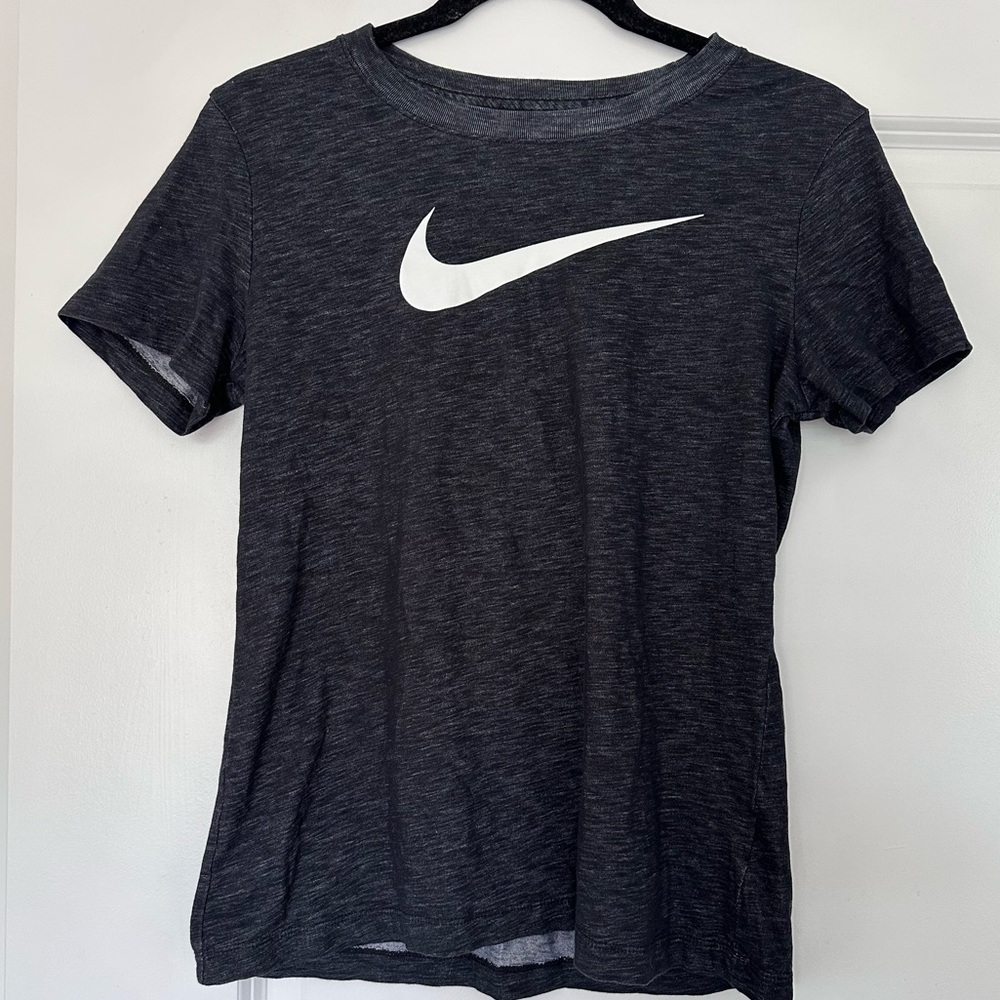 Nike (S) The Nike Tee Dri-Fit Black Heathered Lightweight Crew T-Shirt Workout